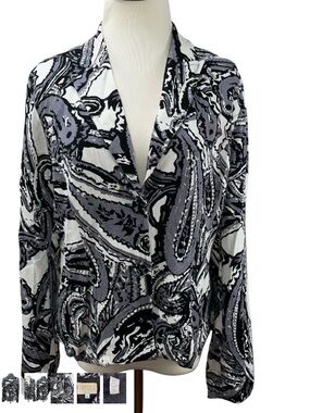 Vintage 1990s Alberto Makali Paisley Print Lightweight Jacket Blazer Lined
